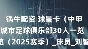 锅牛配资 球星卡（中甲）：南京城市足球俱乐部30人一览（2025赛季）_球员_刘智宇_朱西