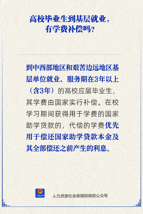 领航配资 高校毕业生到基层就业，有学费补偿吗？人社部回应